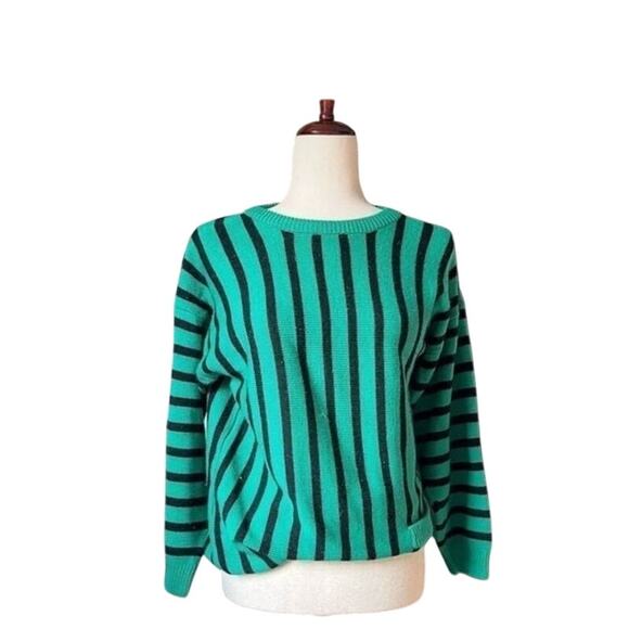 Vintage Green Striped Tunic Sweater - Picture 2 of 11
